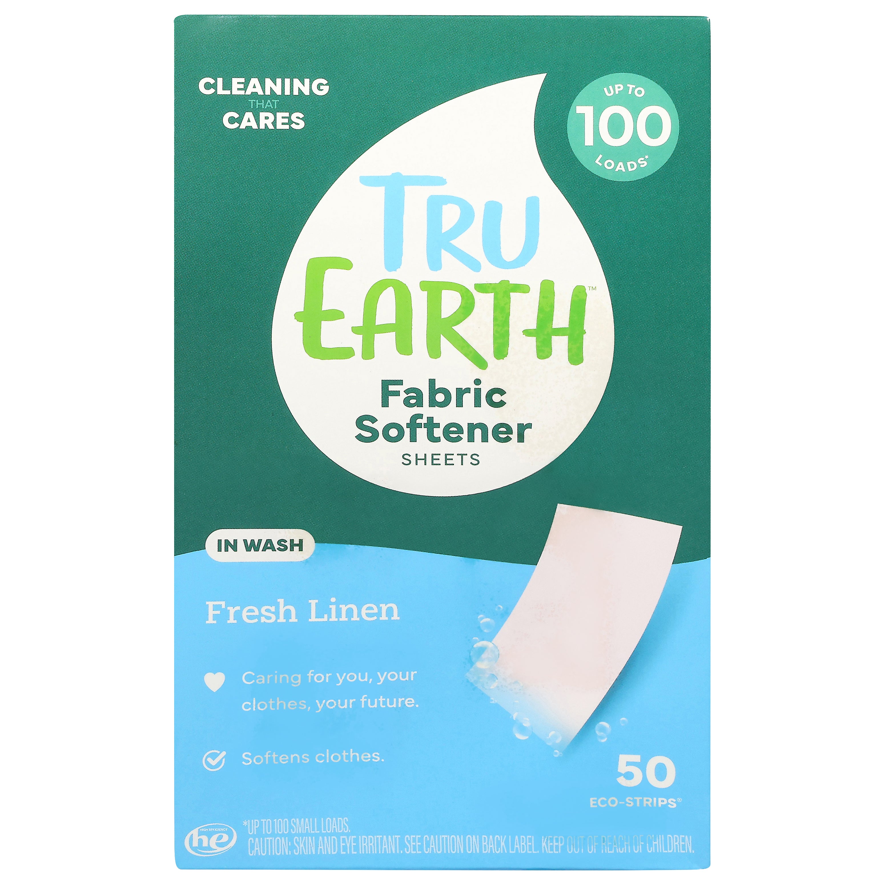 Tru Earth In Wash Fresh Linen Fabric Softener Sheets 50 Each - Case of 6