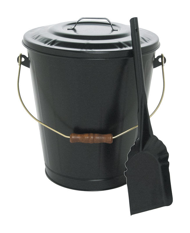 LASTING TRADITIONS - Imperial Black Powder Coated Steel Ash Container and Shovel Set