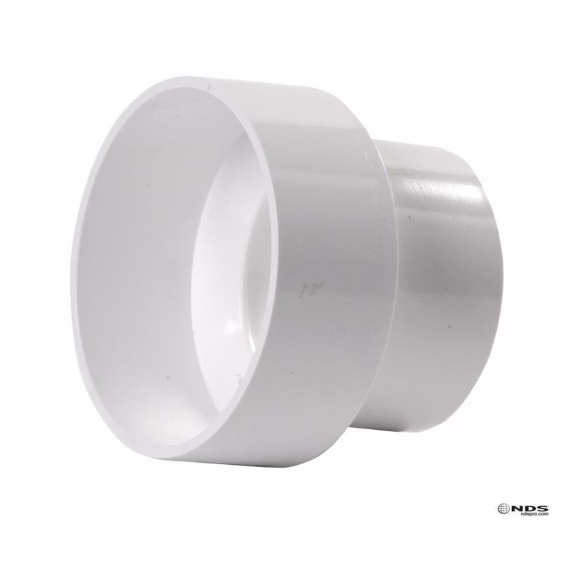PLASTIC TRENDS - NDS Schedule 35 4 in. Hub each X 3 in. D Hub PVC Reducing Coupling 1 pk [4P07]