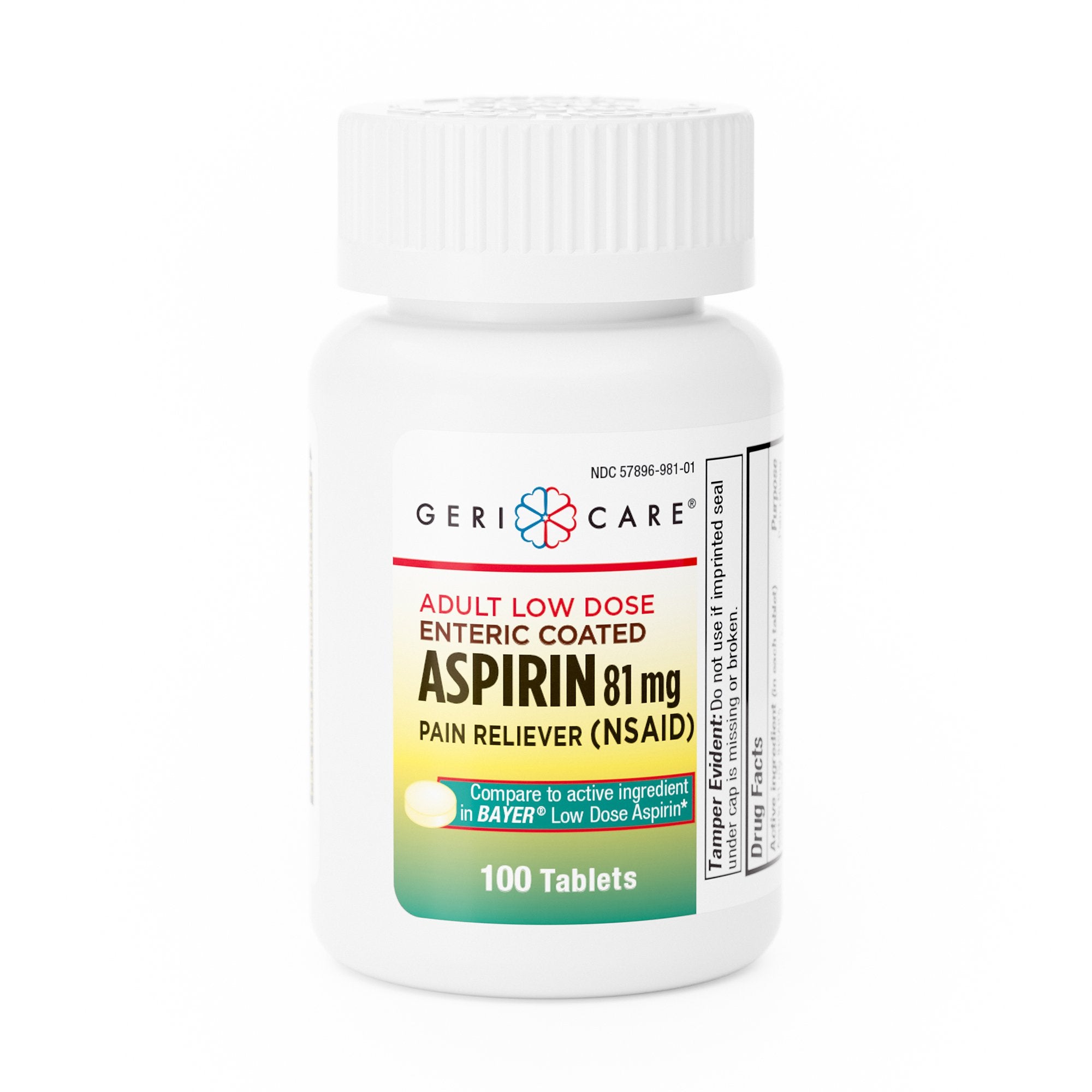 Geri-Care - Pain Relief McKesson Brand 81 mg Strength Aspirin Tablet 100 per Bottle [1/BT]