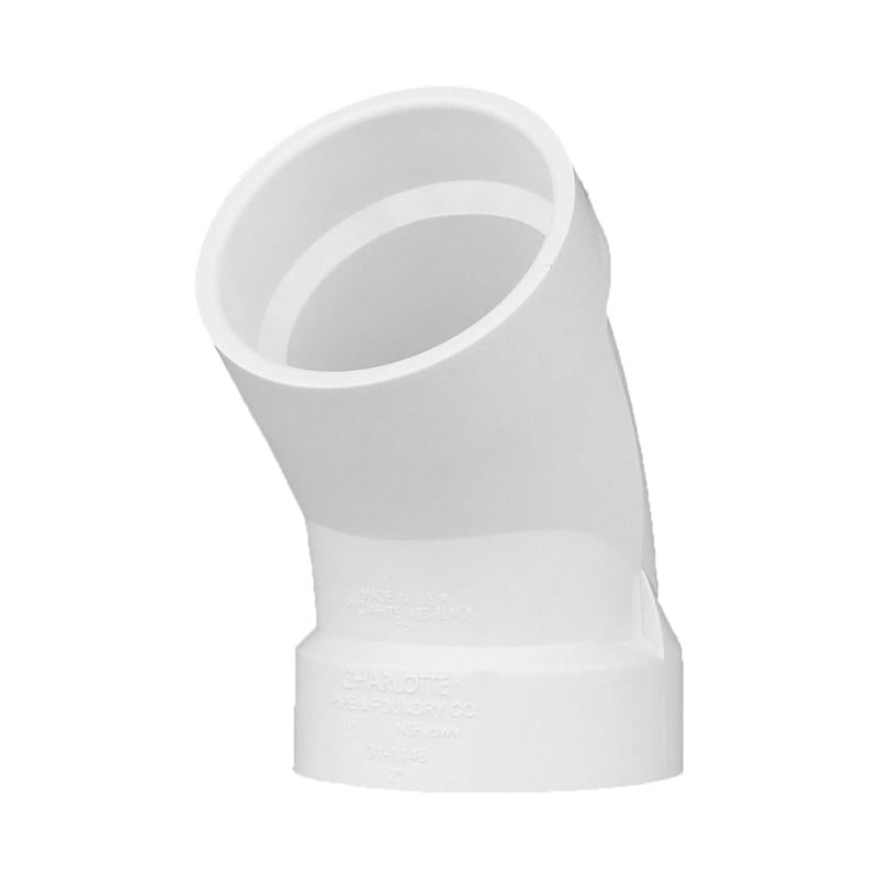 CHARLOTTE PIPE - Charlotte Pipe Schedule 40 2 in. Hub X 2 in. D Hub PVC 45 Degree Elbow 1 pk
