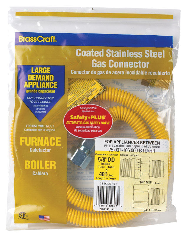 EASTMAN - Eastman 3/4 in. MIP X 3/4 in. D FIP 48 in. Stainless Steel Gas Connector