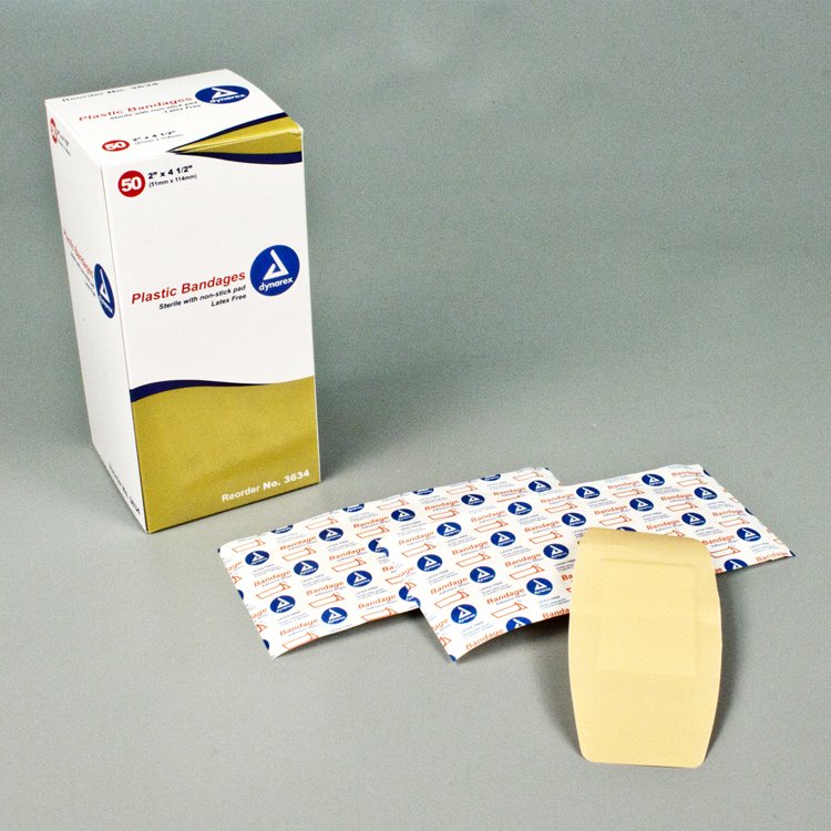 Dynarex - Adhesive Strip Dynarex 2 X 4-1/2 Inch Plastic Rectangle Tan Sterile [1200/CS]