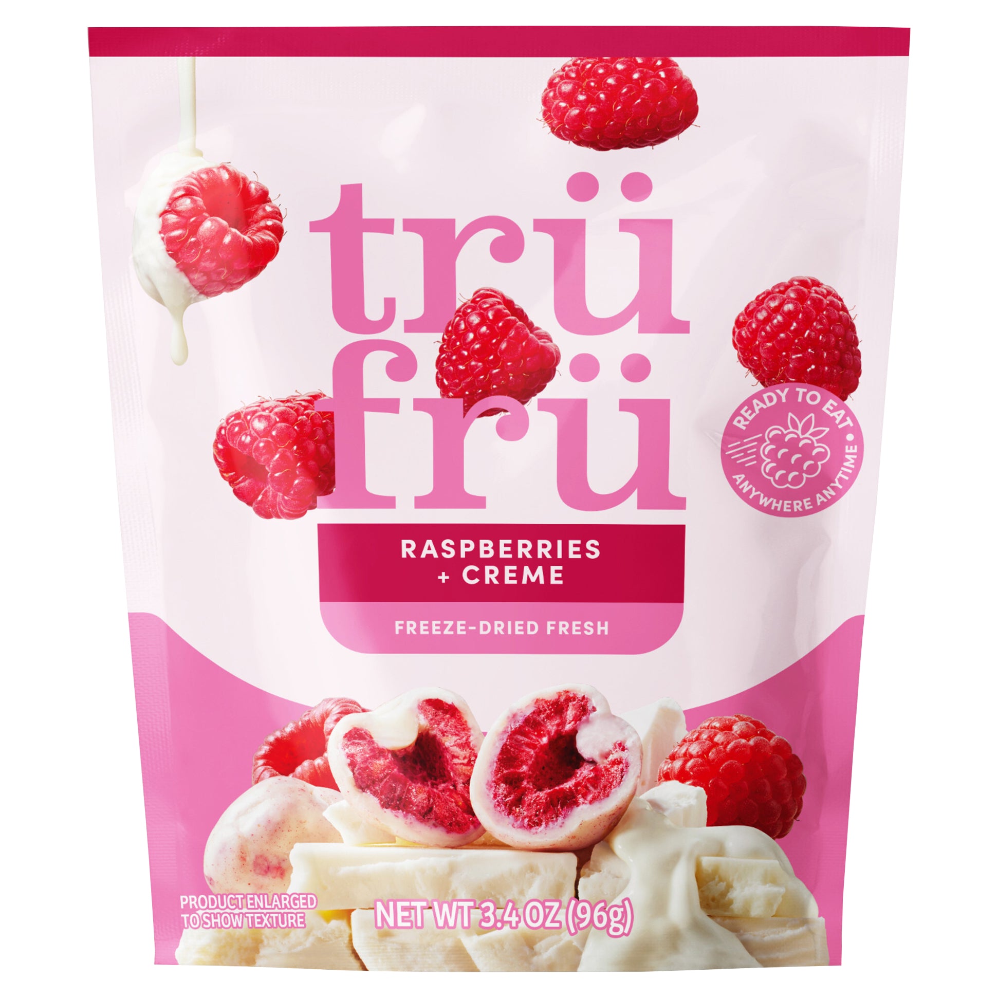 Tru Fru Freeze Dried Raspberries & Crème, 3.4 oz - Case of 6