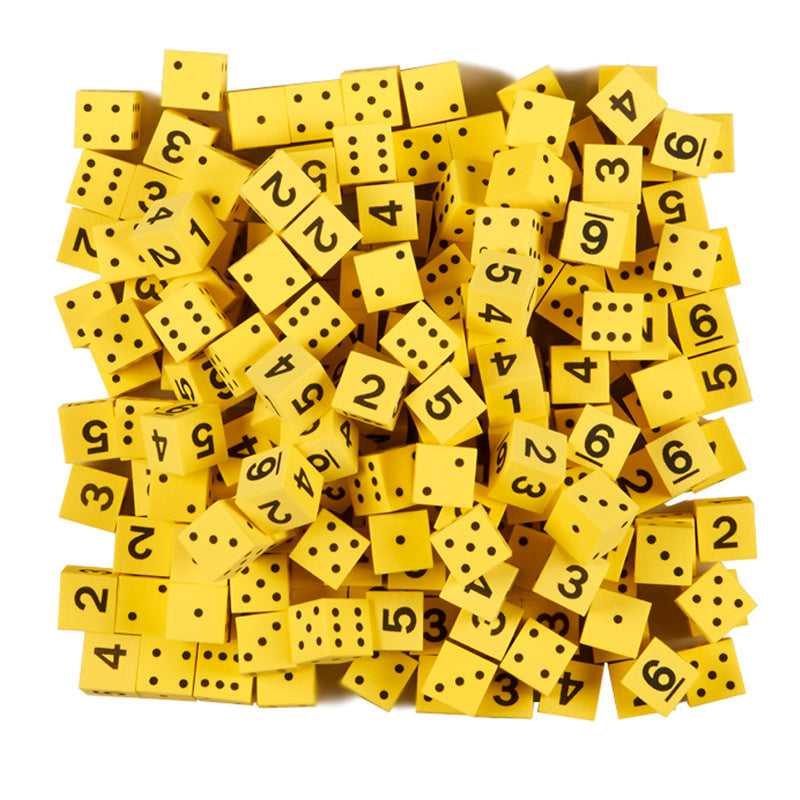 KOPLOW GAMES - Foam Spot & Number Dice, Yellow, 16mm, Bag of 200
