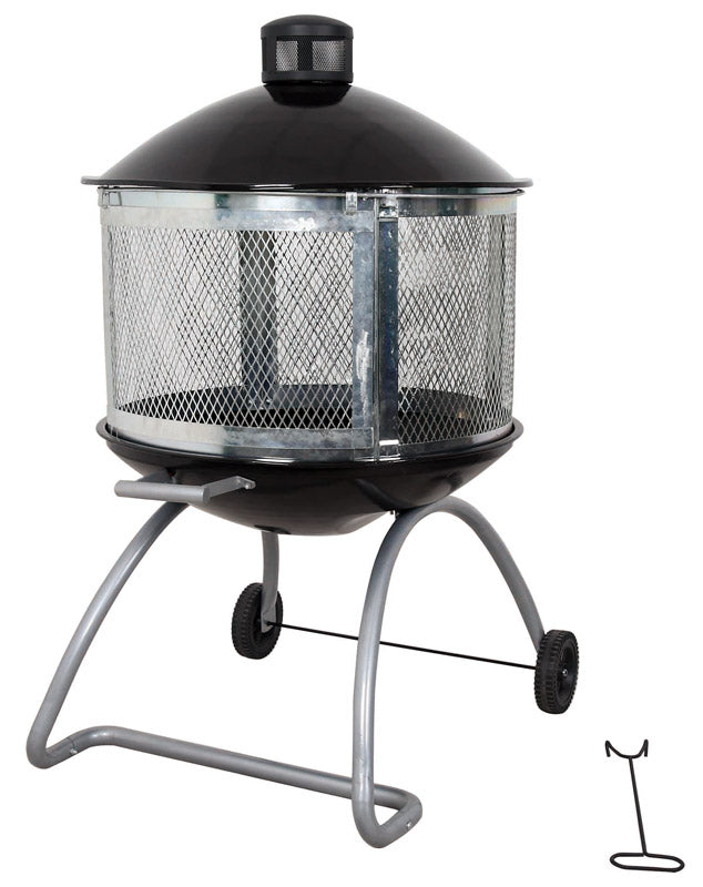 LIVING ACCENTS - Living Accents 28 in. W Porcelain/Steel Round Wood Fire Pit