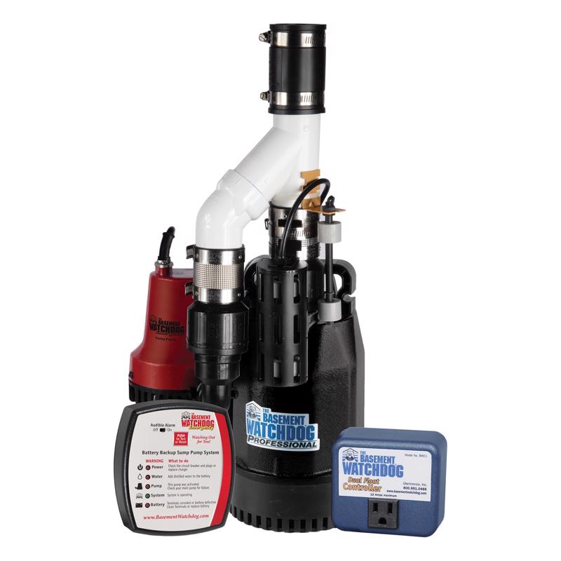 THE BASEMENT WATCHDOG - The Basement Watchdog 1/3 HP 3,720 gph Cast Iron Dual Reed Switch AC Backup Sump Pump