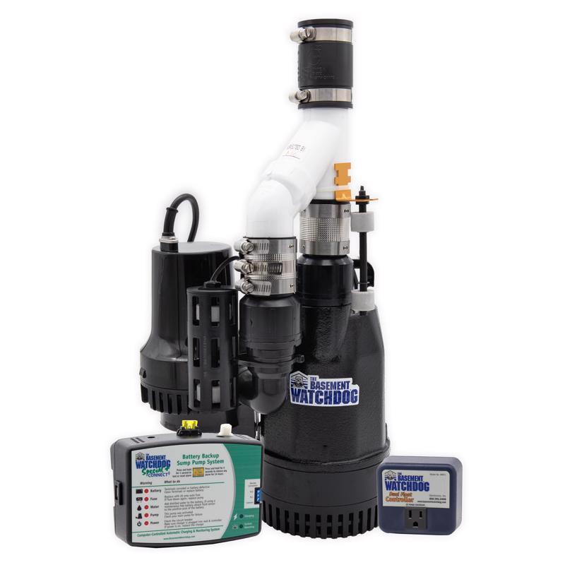 THE BASEMENT WATCHDOG - The Basement Watchdog Big Combo 1/2 HP 4,400 gph Cast Iron Dual Reed Switch AC Backup Sump Pump