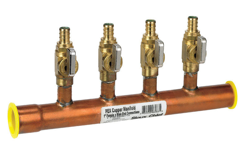 SIOUX CHIEF - Sioux Chief 1 in. CTS each X 1 in. D PEX Copper 4 Port Manifold