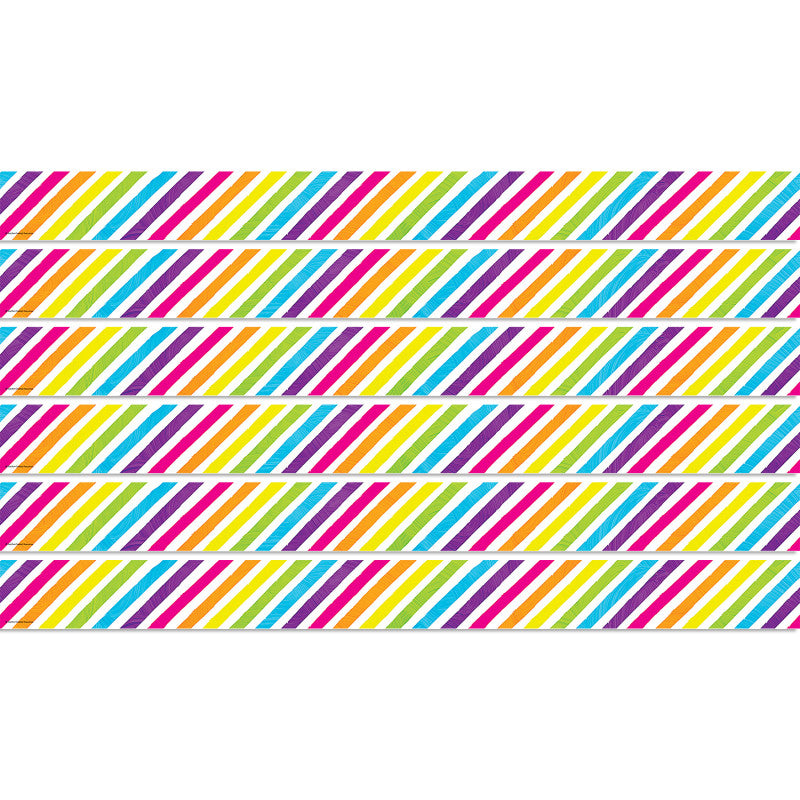 TEACHER CREATED RESOURCES - Brights 4Ever Stripes Straight Border Trim, 35 Feet Per Pack, 6 Packs