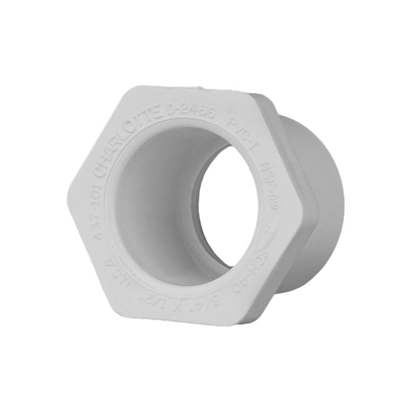 CHARLOTTE PIPE - Charlotte Pipe Schedule 40 3/4 in. Spigot X 1/2 in. D Slip PVC Reducing Bushing 1 pk - Case of 25