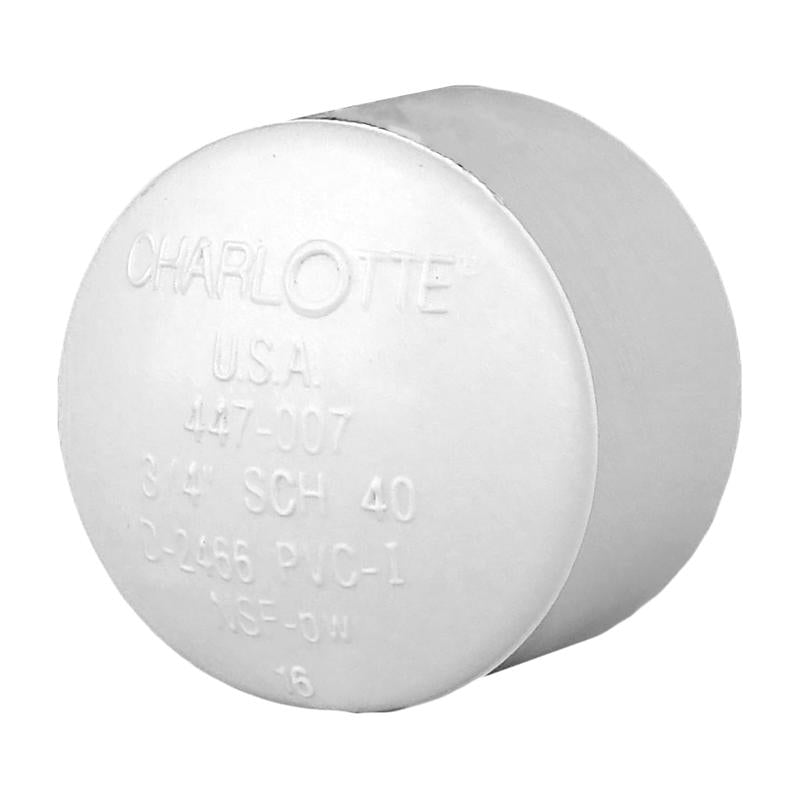 CHARLOTTE PIPE - Charlotte Pipe Schedule 40 3/4 in. Socket X 3/4 in. D Socket PVC Cap 1 pk - Case of 25