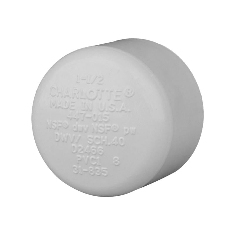 CHARLOTTE PIPE - Charlotte Pipe Schedule 40 1-1/2 in. Slip PVC Cap 1 pk - Case of 25