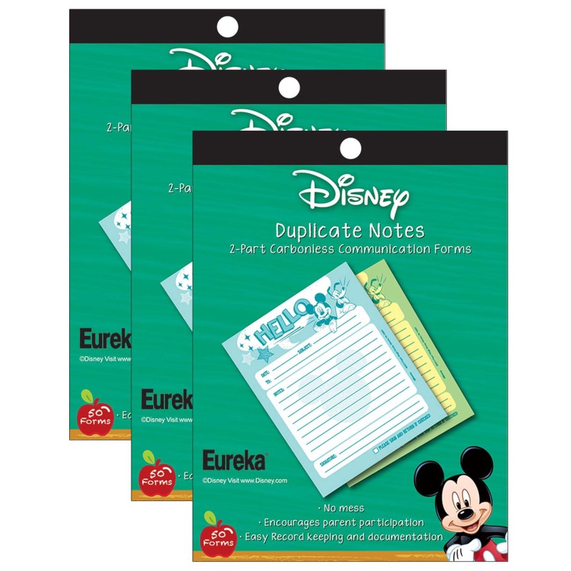 EUREKA - Mickey® Hello Duplicate Notes, 50 Forms Per Pack, 3 Packs