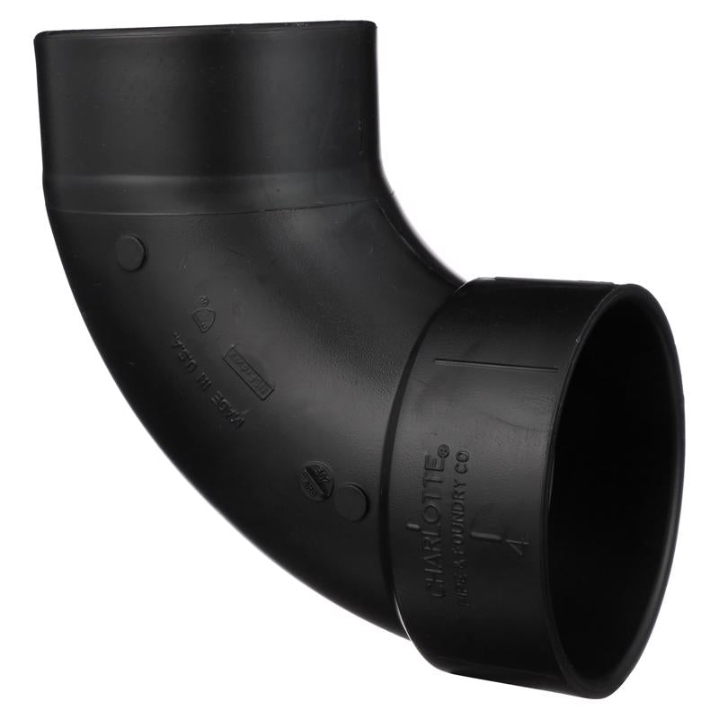 CHARLOTTE PIPE - Charlotte Pipe 4 in. Hub X 4 in. D Spigot ABS 90 Degree Elbow