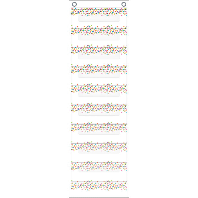 TEACHER CREATED RESOURCES - File Storage Pocket Chart, 10 Pockets, Confetti, 14" x 58"