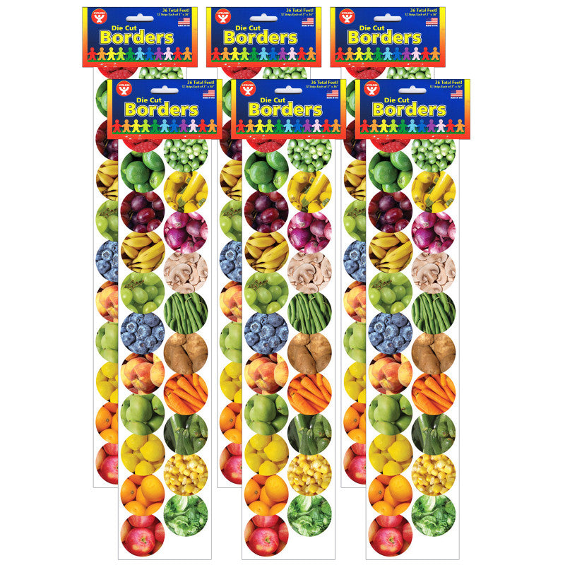 HYGLOSS - Fruits And Veggies Border, 36 Feet Per Pack, 6 Packs