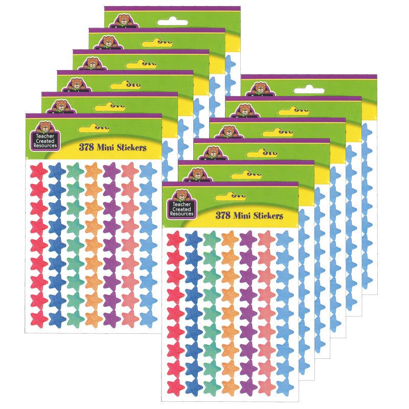 TEACHER CREATED RESOURCES - Watercolor Stars Mini Stickers, 378 Per Pack, 12 Packs