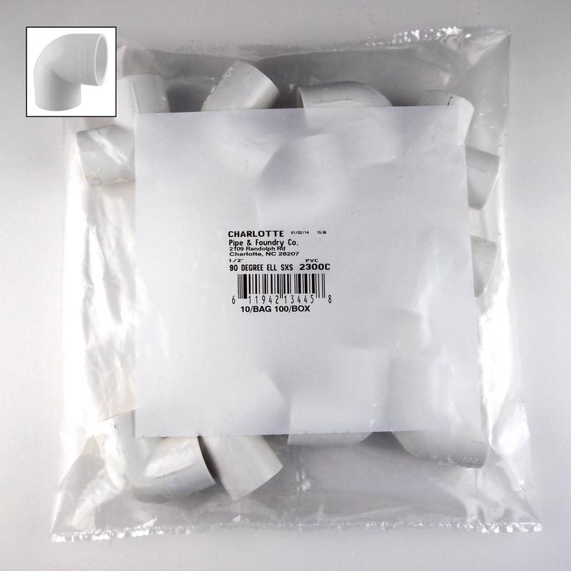 CHARLOTTE PIPE - Charlotte Pipe Schedule 40 1/2 in. Slip X 1/2 in. D Slip PVC Elbow 1 pk [PVC02300C0600]