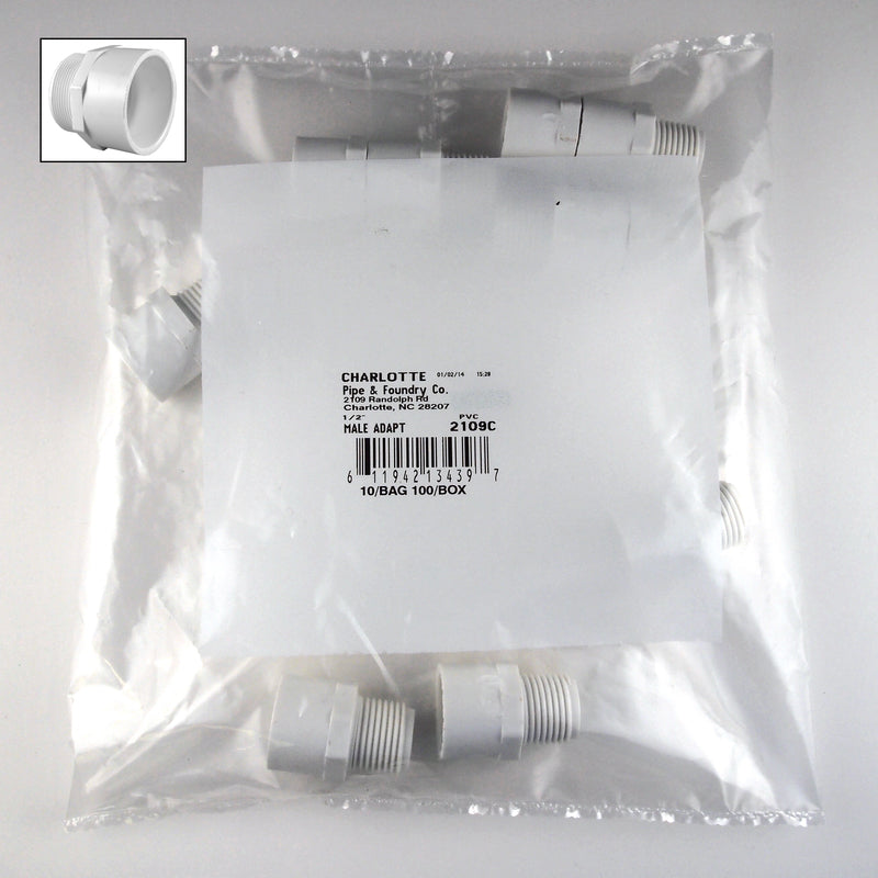 CHARLOTTE PIPE - Charlotte Pipe Schedule 40 1/2 in. Slip X 1/2 in. D MPT PVC Pipe Adapter 10 pk