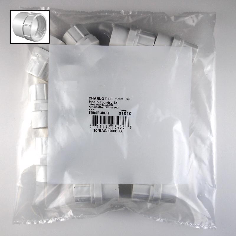 CHARLOTTE PIPE - Charlotte Pipe Schedule 40 1/2 in. Slip X 1/2 in. D FPT PVC Pipe Adapter 1 pk [PVC02101C0600]