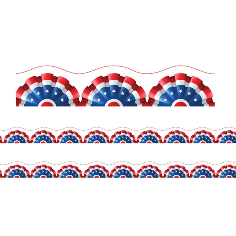 CHARLES LEONARD - Borders/Trims, Magnetic, Scallop Cut - 1-1/2" x 24", Patriotic Theme, 24' per Pack, 2 Packs