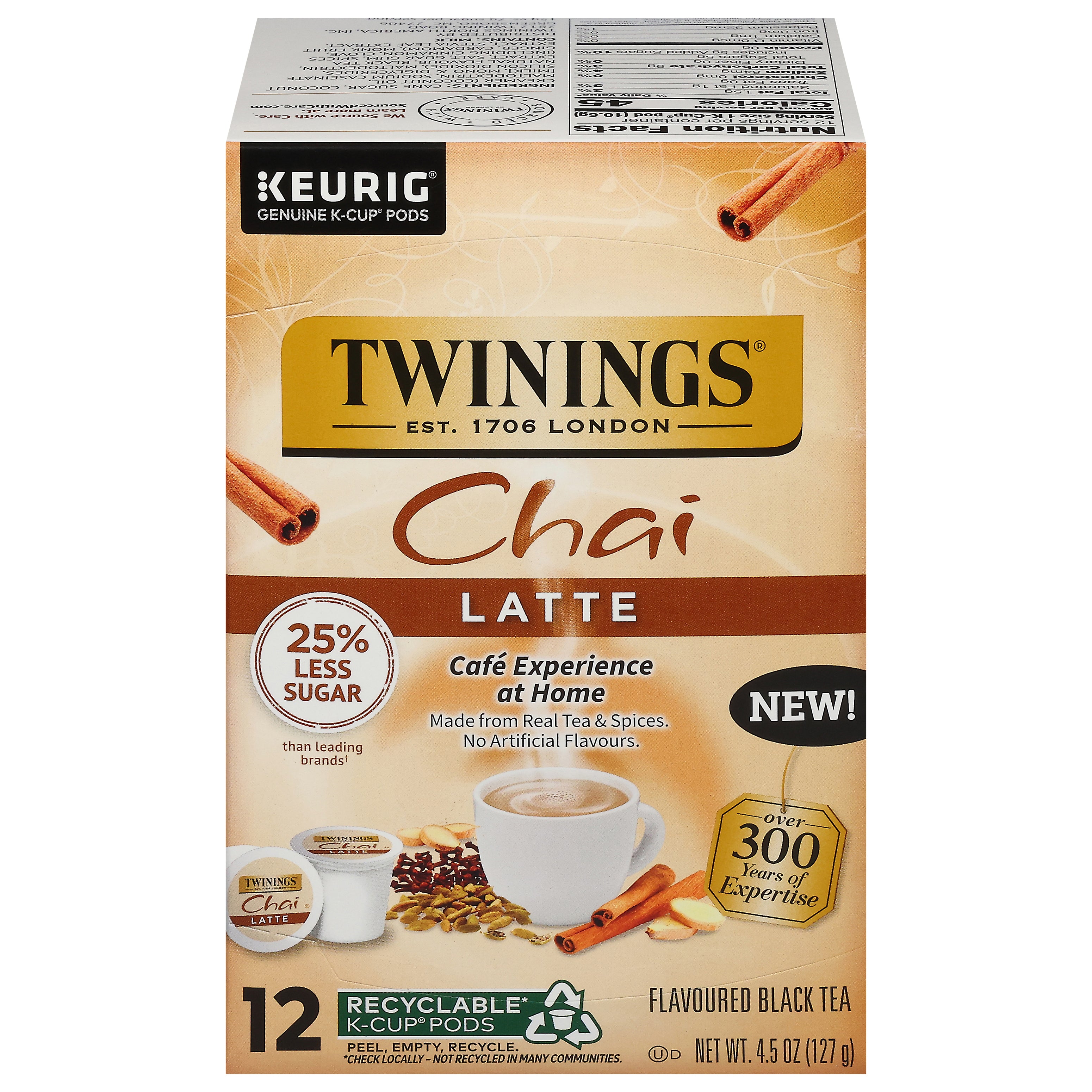 Twinings Chai Latte Black Tea 12 K-Cup Pods - Case of 6