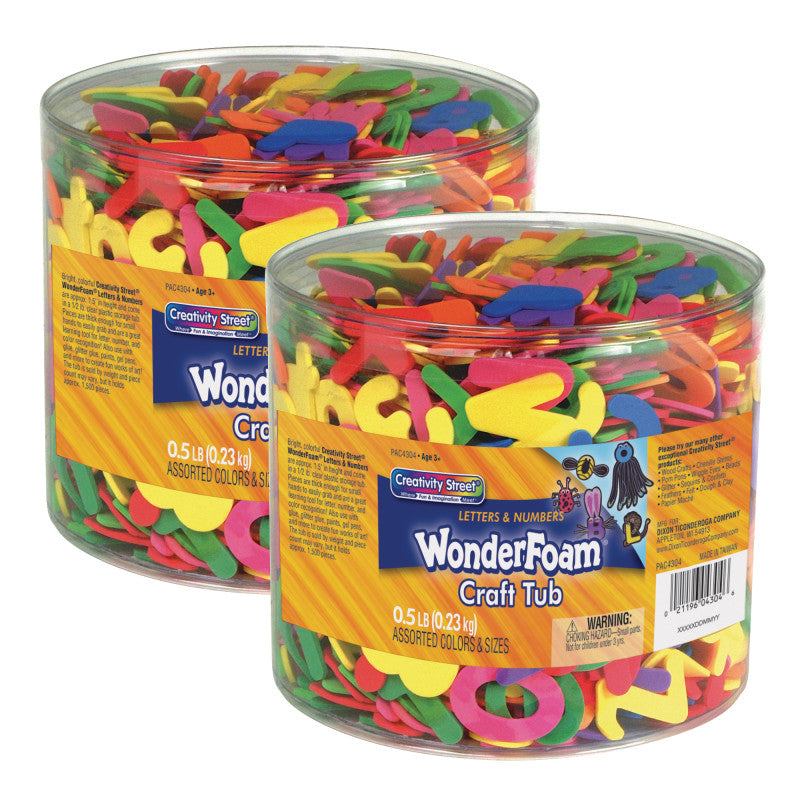 CREATIVITY STREET - WonderFoam® Craft Tub, Letters and Numbers, Assorted Sizes, 1/2 lb. Per Tub, 2 Tubs