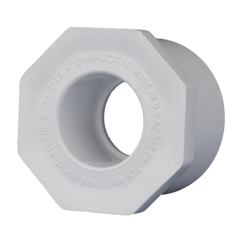 CHARLOTTE PIPE - Charlotte Pipe Schedule 40 1-1/2 in. Spigot X 3/4 in. D Slip PVC Reducing Bushing 1 pk