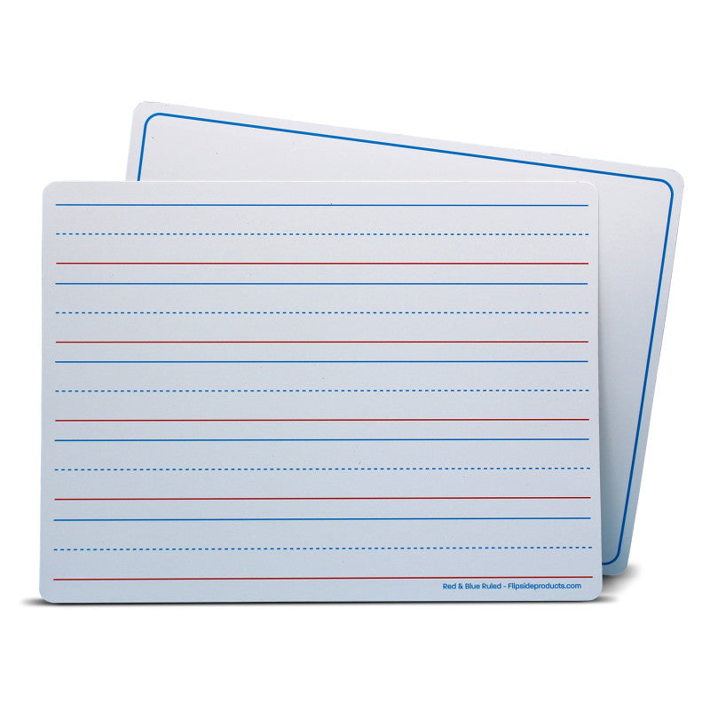 FLIPSIDE PRODUCTS - Dry Erase Learning Mat, Two-Sided Red & Blue Ruled/Plain, 9" x 12", Pack of 12
