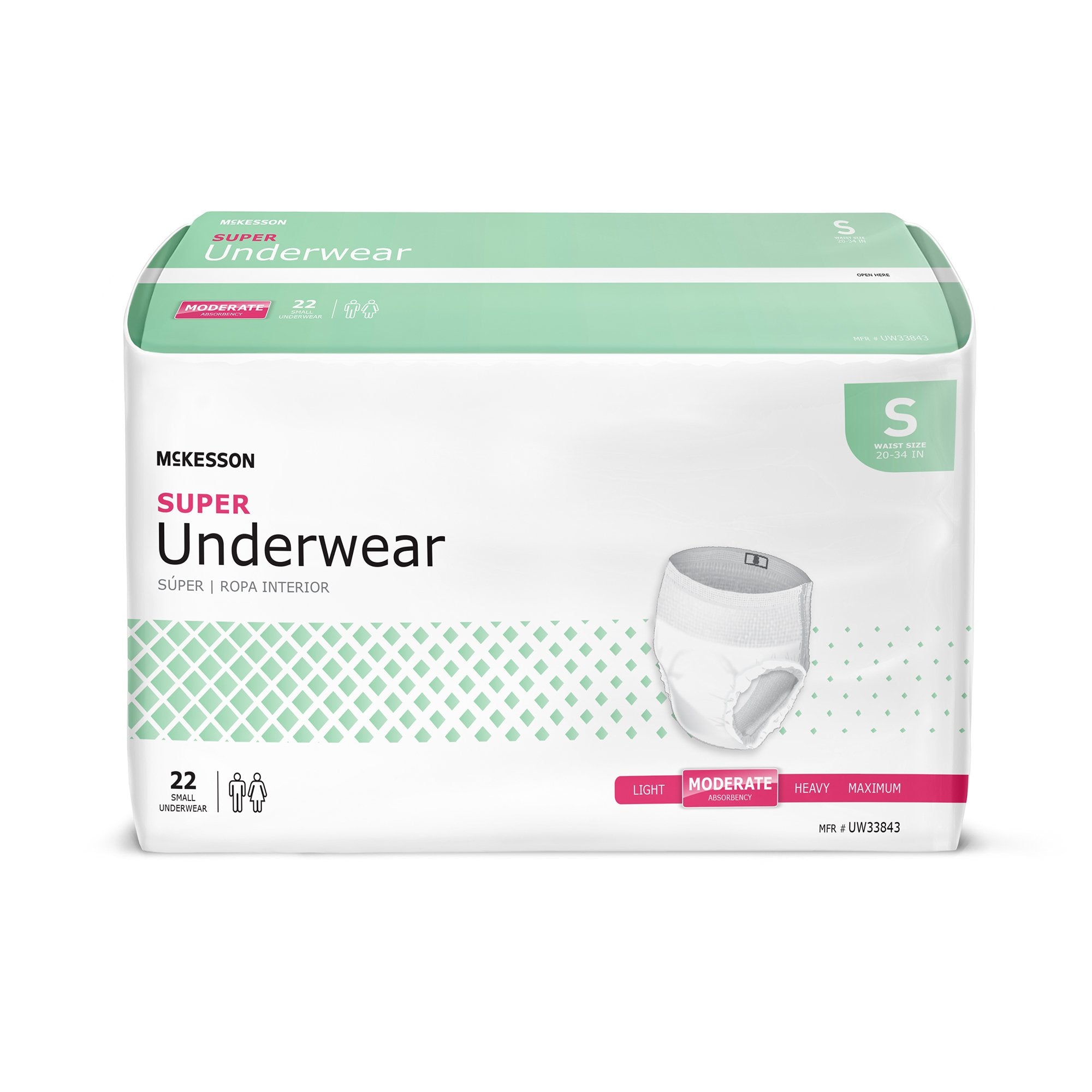 McKesson Brand - Unisex Adult Absorbent Underwear McKesson Pull On with Tear Away Seams Small Disposable Moderate Absorbency [22/BG]