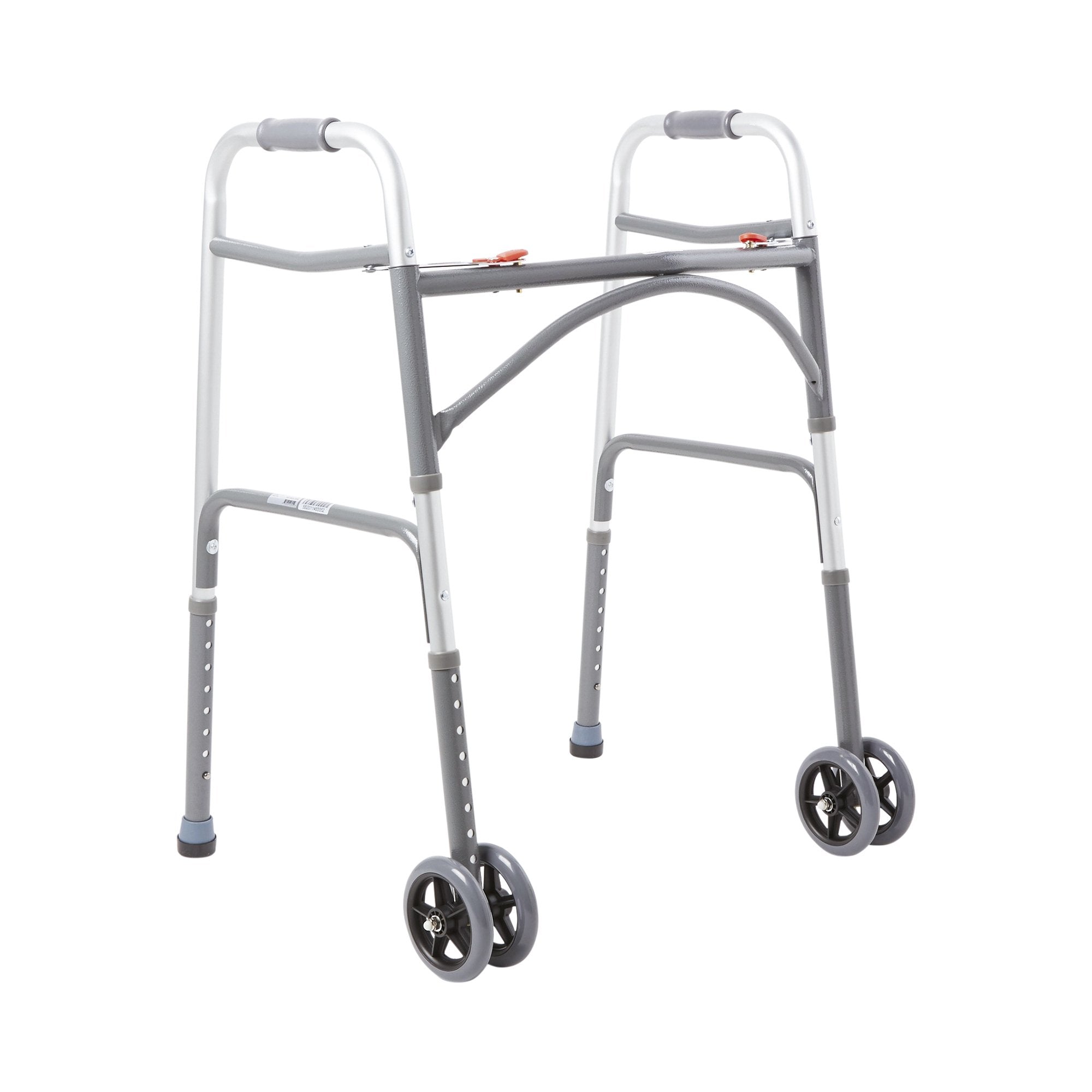 McKesson Brand - Bariatric Dual Release Folding Walker with Wheels Adjustable Height McKesson Steel Frame 500 lbs. Weight Capacity 32 to 39 Inch Height [1/EA]