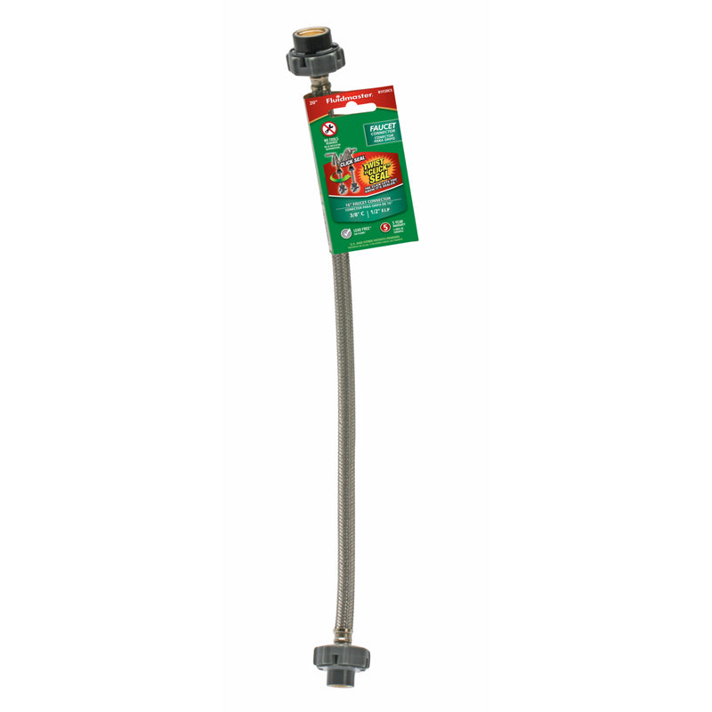 B & K - Fluidmaster Click Seal 3/8 in. Compression X 1/2 in. D FIP 12 in. Stainless Steel Supply Line