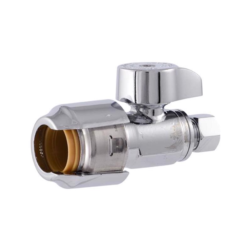 SHARKBITE - SharkBite 1/2 in. PTC X 1/4 in. Compression Brass Straight Stop Valve