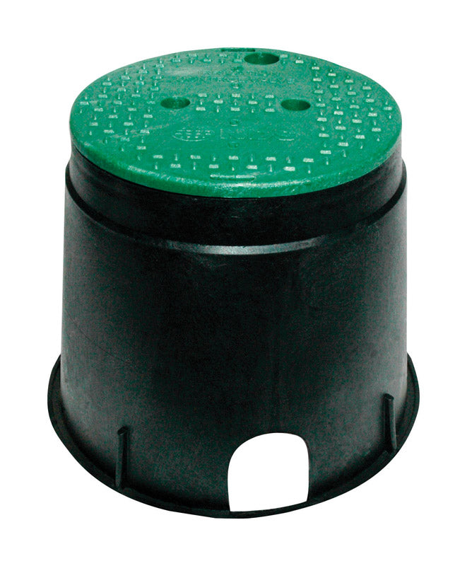 B & K - NDS 12-13/16 in. W X 10-7/16 in. H Round Valve Box with Overlapping Cover Black/Green