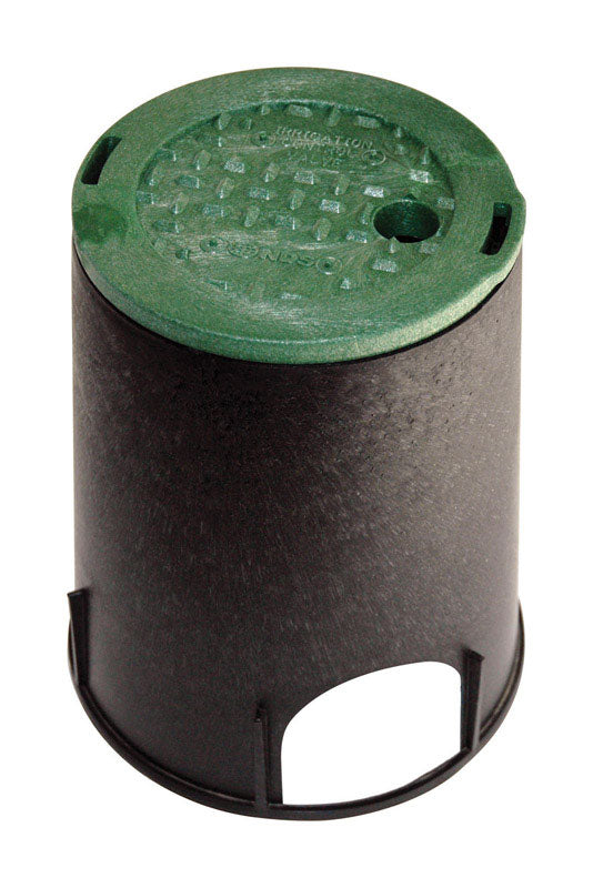 B & K - NDS 6-1/2 in. W X 9-1/16 in. H Round Valve Box with Overlapping Cover Black/Green