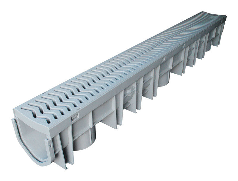 B & K - Fernco Storm Drain Plus 39-1/2 in. Gray Rectangle Polypropylene Channel Grate