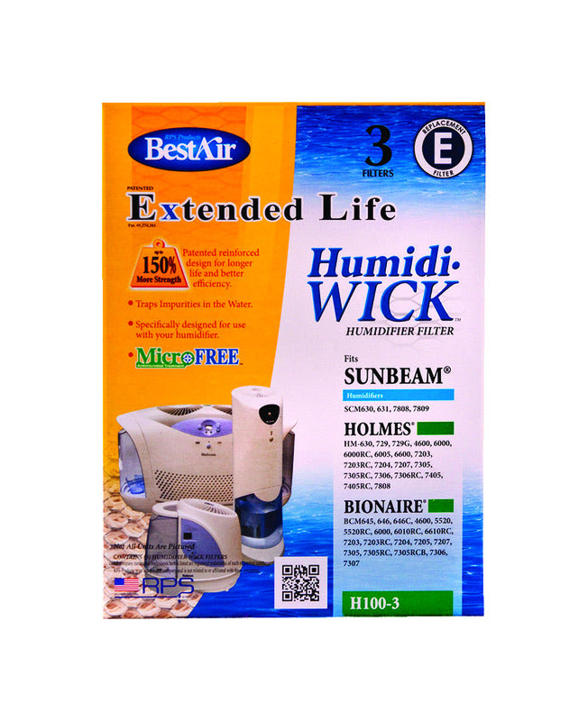 B & K - BestAir Humidifier Wick 3 pk For Fits for Bionaire BCM645, 646, 646C, 4600, 5520, 5520RC, 6000, 6010