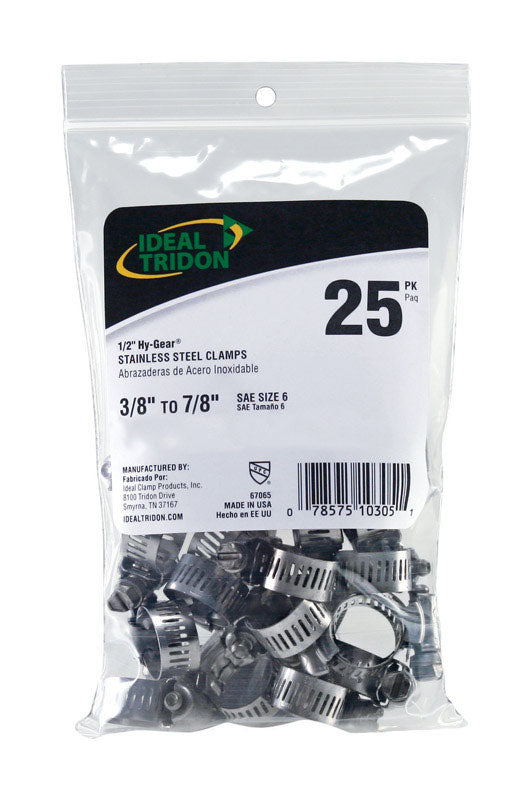 IDEAL TRIDON - Ideal Tridon Hy Gear 3/8 in to 7/8 in. SAE 6 Silver Hose Clamp Stainless Steel Band