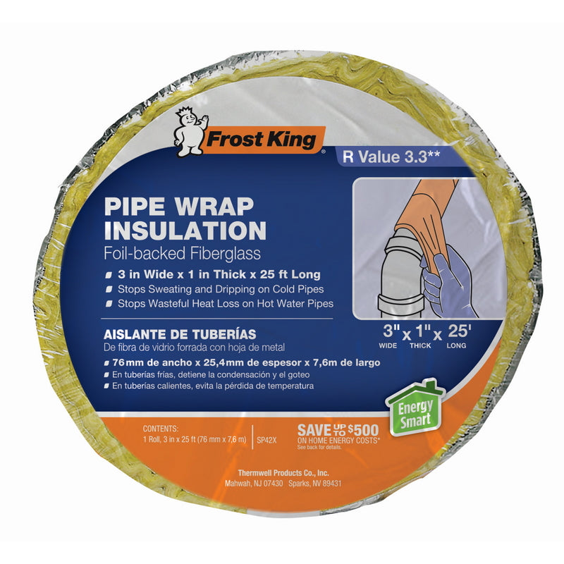 FROST KING - Frost King 3 in. X 25 ft. L Fiberglass/Foil Pipe Insulation