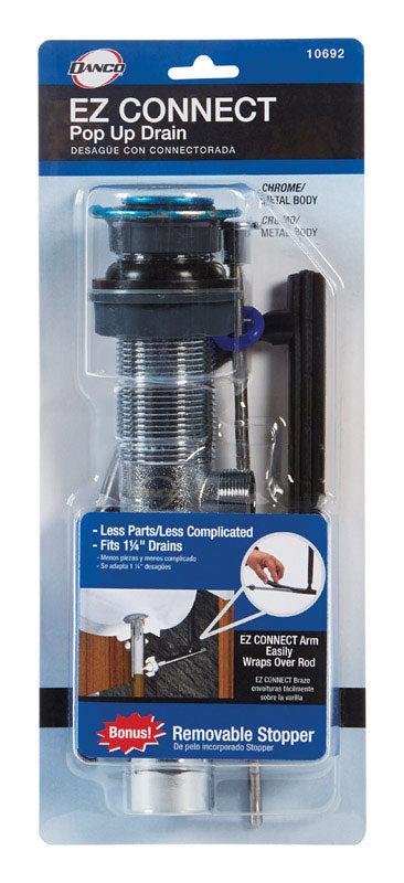 B & K - Danco EZ Connect 1-1/4 in. D Chrome Pop-Up Lavatory Drain
