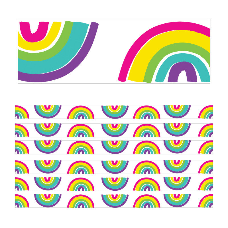 CARSON DELLOSA EDUCATION - Kind Vibes Rainbows Straight Borders, 36 Feet Per Pack, 6 Packs