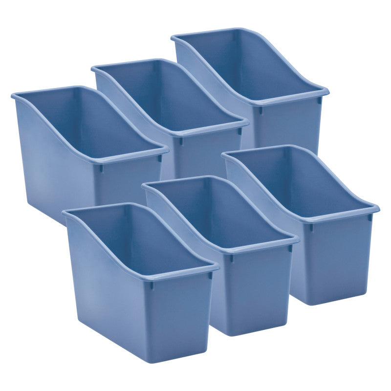 TEACHER CREATED RESOURCES - Slate Blue Plastic Book Bin, Pack of 6