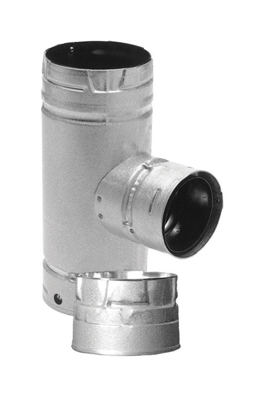 B & K - DuraVent 4 in. X 3 in. X 4 in. Galvanized Steel Tee with Clean-Out Cap - Case of 2
