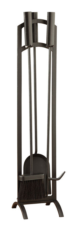 B & K - Panacea Black Matte Steel Fireplace Tool Set