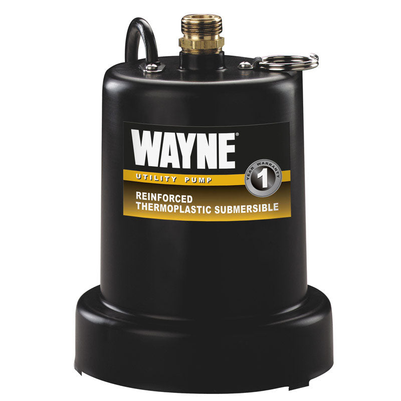 KEENEY MANUFACTURING - Wayne 1/4 HP 1250 gph Thermoplastic Switchless Switch Bottom AC Submersible Utility Pump