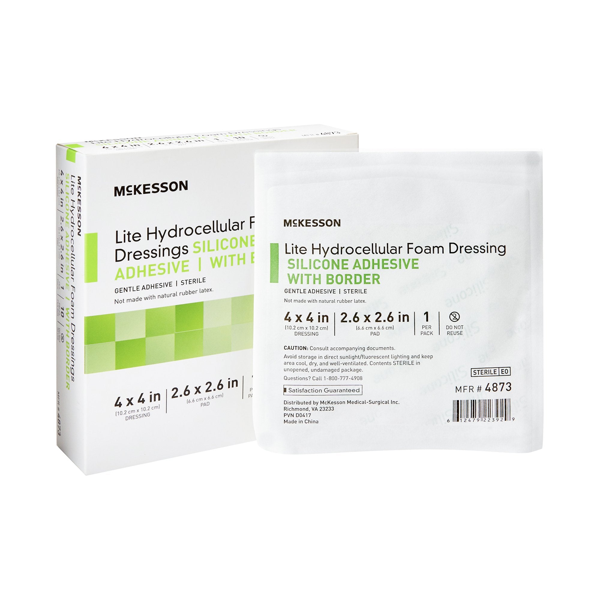 McKesson Brand - Thin Foam Dressing McKesson Lite 4 X 4 Inch With Border Film Backing Silicone Gel Adhesive Square Sterile [10/BX]