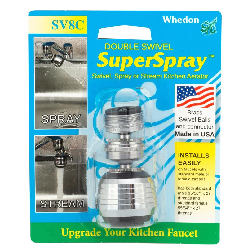 KEENEY MANUFACTURING - Whedon SuperSpray Dual Thread 15/16 in.- 27M x 55/64 in.-27F Chrome Plated Swivel Sprayrator [SV8C]