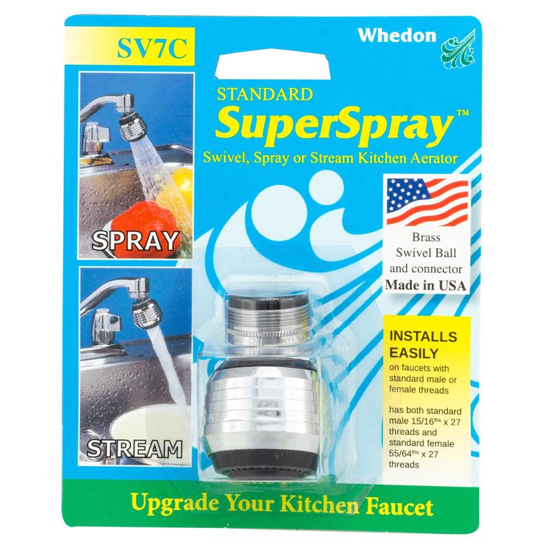 KEENEY MANUFACTURING - Whedon SuperSpray Dual Thread 15/16 in.- 27M x 55/64 in.-27F Chrome Plated Swivel Sprayrator [SV7C]