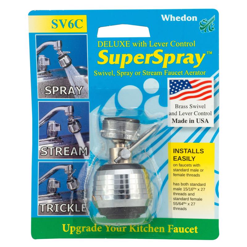KEENEY MANUFACTURING - Whedon SuperSpray Dual Thread 15/16 in.- 27M x 55/64 in.-27F Chrome Plated Swivel Sprayrator [SV6C]